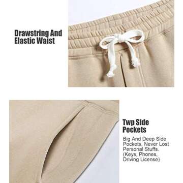 caloleyng Mens Cotton 8" Long Casual Lounge Fleece Shorts Pockets Jogger Athletic Workout Gym Sweat Shorts Khaki