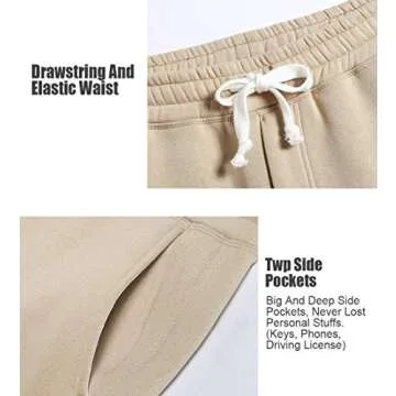 caloleyng Mens Cotton 8" Long Casual Lounge Fleece Shorts Pockets Jogger Athletic Workout Gym Sweat Shorts Khaki