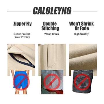 caloleyng Mens Cotton 8" Long Casual Lounge Fleece Shorts Pockets Jogger Athletic Workout Gym Sweat Shorts Khaki