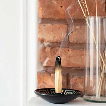 Luna Sundara Authentic Peru Pottery Palo Santo Stick Holder and Incense Holder Includes 5 Palo Santo...