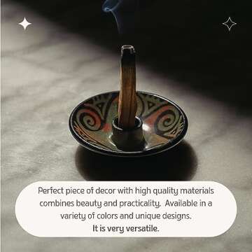 Luna Sundara Authentic Peru Pottery Palo Santo Stick Holder and Incense Holder Includes 5 Palo Santo Sticks Handmade Ceramic Smudge Bowl Sage Holder Palo Santo Holder (Green)