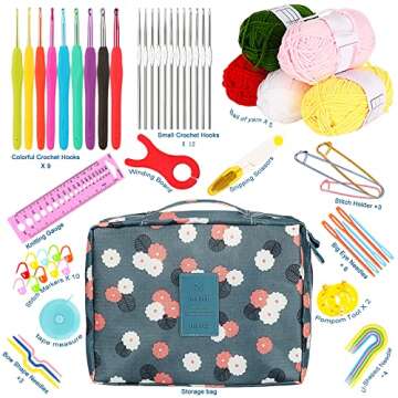 Coopay 58PCS Crochet Kit Beginners Crochet Set with Crochet Yarn, Portable Crochet Hook Set Crochet Hooks Ergonomic Soft Grip Lace Crochet Hooks Travel Crochet Hook Case Full Knitting Crochet Supplies