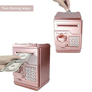 Totola Piggy Bank Electronic Mini ATM for Kids Baby Toy, Safe Coin Banks Money Saving Box Password C...
