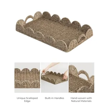 StorageWorks Large Hand-Woven Seagrass Serving Tray