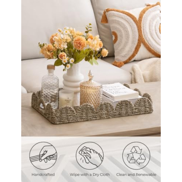 StorageWorks Large Hand-Woven Seagrass Serving Tray