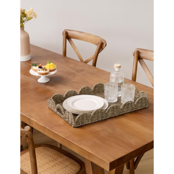 StorageWorks Large Hand-Woven Seagrass Serving Tray