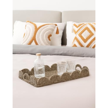 StorageWorks Large Hand-Woven Seagrass Serving Tray