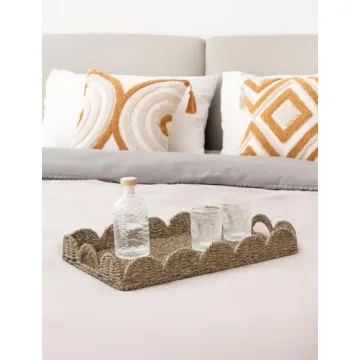 StorageWorks Large Hand-Woven Seagrass Serving Tray