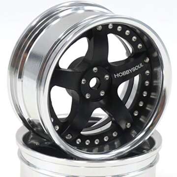 2pcs RC 1/10 Aluminum On Road Wheel Rims Hex 12mm Adjustable Offset Silver/Black Fit for Drift Touri...