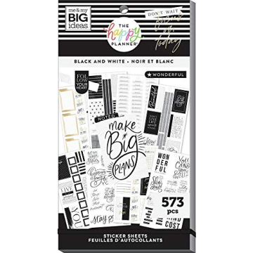 Happy Planner STCKRS Blck/WHTE - Stylish Stickers for Every Planner