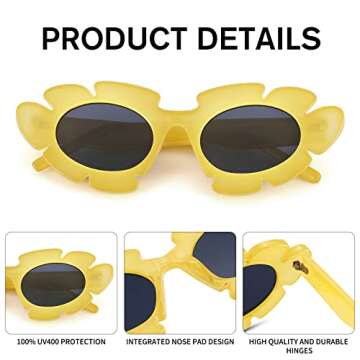 Stylish COASION Cat Eye Flowers Sunglasses with UV400 Protection