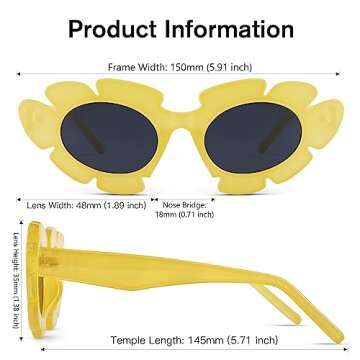 Stylish COASION Cat Eye Flowers Sunglasses with UV400 Protection