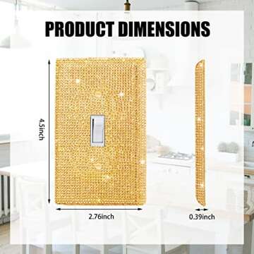 Shiny Golden Rhinestones Wall Plates Light Switch Decorative Cover Plate Single Toggle Rhinestones O...