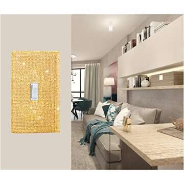 Shiny Golden Rhinestones Wall Plates Light Switch Decorative Cover Plate Single Toggle Rhinestones Outlet Covers Wall Plate Decorative