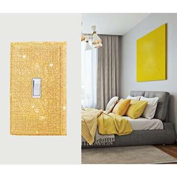 Shiny Golden Rhinestones Wall Plates Light Switch Decorative Cover Plate Single Toggle Rhinestones Outlet Covers Wall Plate Decorative
