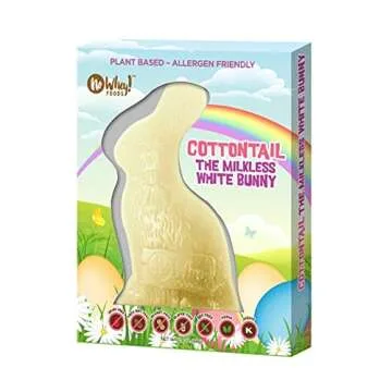 Cottontail The Milkless White Bunny - Allergy Friendly and Vegan Chocolate Easter Candy - Dairy Free, Nut Free, Peanut Free, Gluten Free