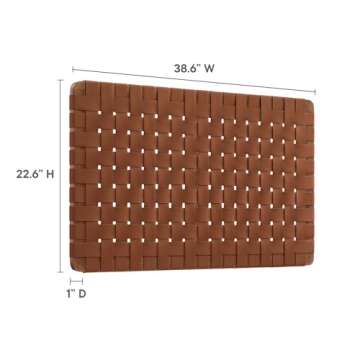 Modway Sparta Vegan Leather Weave Twin Headboard in Walnut Brown, Faux Leather Twin Headboard Only w...