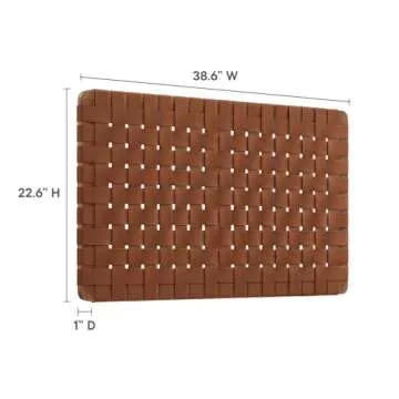Modway Sparta Vegan Leather Weave Twin Headboard in Walnut Brown, Faux Leather Twin Headboard Only w...