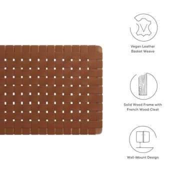 Modway Sparta Vegan Leather Weave Twin Headboard in Walnut Brown, Faux Leather Twin Headboard Only with Wall Mount Design for Children's Bedroom, College Dorm, or Guest Room