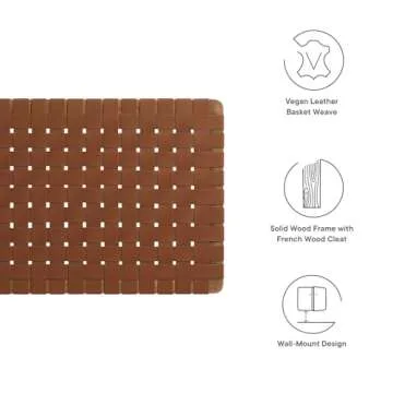 Modway Sparta Vegan Leather Weave Twin Headboard in Walnut Brown, Faux Leather Twin Headboard Only with Wall Mount Design for Children's Bedroom, College Dorm, or Guest Room