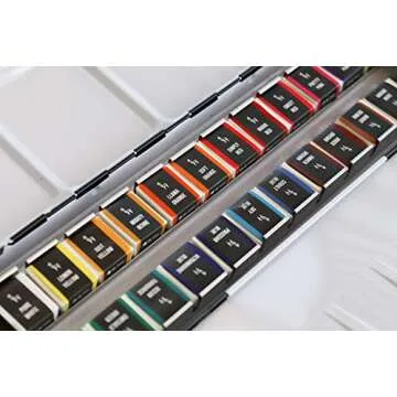 ETCHR 24 Watercolor Pan Set - Artist Quality Watercolor Half Pan Set for - Student Series Watercolor Travel Set - Bright Lightfast Watercolors