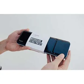 ETCHR 24 Watercolor Pan Set - Artist Quality Watercolor Half Pan Set for - Student Series Watercolor Travel Set - Bright Lightfast Watercolors