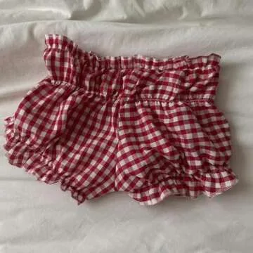 NUFIWI Women Lounge Shorts Gingham Plaid Print Y2k Low Rise Sexy Micro Shorts Pajama Bottoms Cute Sleep Shorts(C Plaid Red,M)