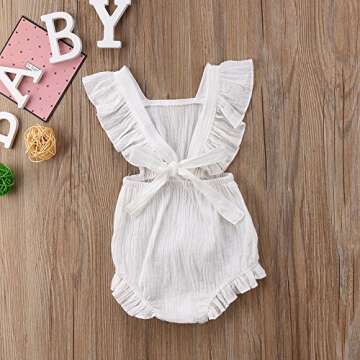 CM C&M WODRO Infant Baby Girl Bodysuit Sleeveless Ruffles Romper Sunsuit Outfit Princess Clothes (White, 6-12 Months)