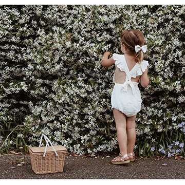 CM C&M WODRO Infant Baby Girl Bodysuit Sleeveless Ruffles Romper Sunsuit Outfit Princess Clothes (White, 6-12 Months)