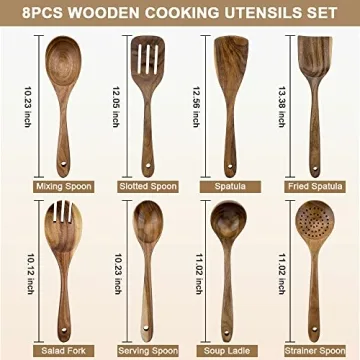 WOODME Teak Wooden Kitchen Utensil Set 8-Piece
