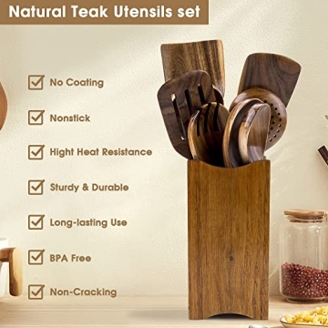 WOODME Teak Wooden Kitchen Utensil Set 8-Piece