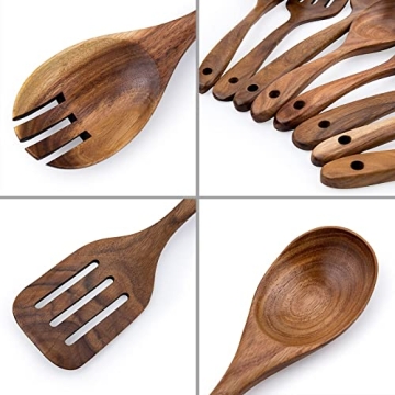 WOODME Teak Wooden Kitchen Utensil Set 8-Piece