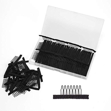 100 Pcs 7-Teeth Wig Combs - Essential Black Wig Clips for All Hair Types