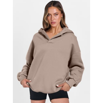 ANRABESS Oversized V-Neck Hoodie Fall 2024 Women's Fashion