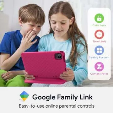 ApoloMedia K109B Kids Tablet, 10.1" Tablet for Kids, 2+32GB, Tablet for Child with EVA Shockproof Case, Google Kids Space, Parental Control, YouTube Kids, GMS, Dual Camera, Gift for Child - Rose Pink