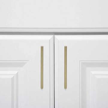 Amazon Basics Modern Square Cabinet Pull Handle, 5.39-inch Length (5-inch Hole Center), Golden Champagne, 10-pack