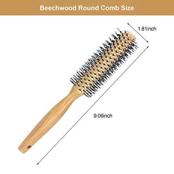 Round Curling Comb with Gentle Nylon Bristles for All Styles