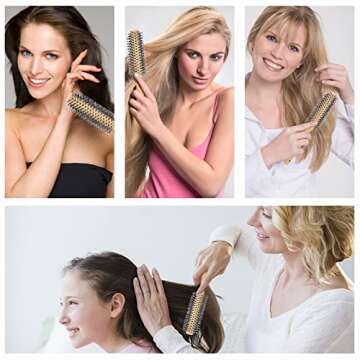 Round Curling Comb with Gentle Nylon Bristles for All Styles