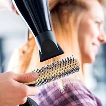 Round Curling Comb with Gentle Nylon Bristles for All Styles