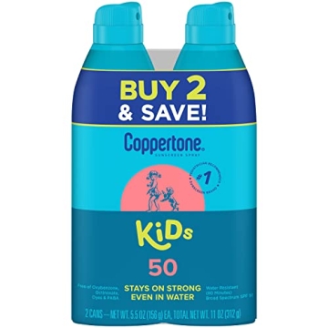 Coppertone Sunscreen Spray SPF 50, Broad Spectrum, Water Resistant for Kids, #1 Pediatrician Recomme...