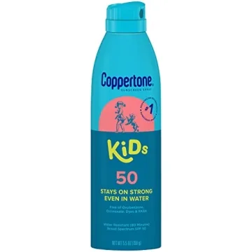 Coppertone Sunscreen Spray SPF 50, Broad Spectrum, Water Resistant for Kids, #1 Pediatrician Recommended Brand, 5.5 Ounce (Pack of 2)