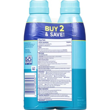 Coppertone Sunscreen Spray SPF 50, Broad Spectrum, Water Resistant for Kids, #1 Pediatrician Recommended Brand, 5.5 Ounce (Pack of 2)