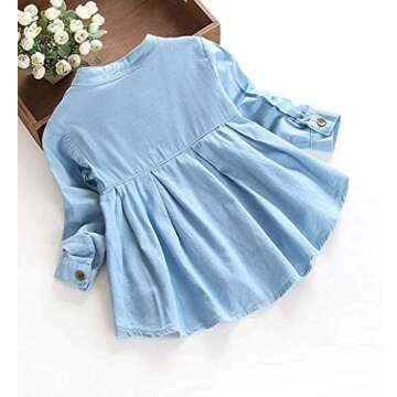 Baby Girls Kid Ruched Long Sleeve T-Shirt Tops Shirt Clothing Children Autumn Winter Fashion Blouse (Blue, 2T)