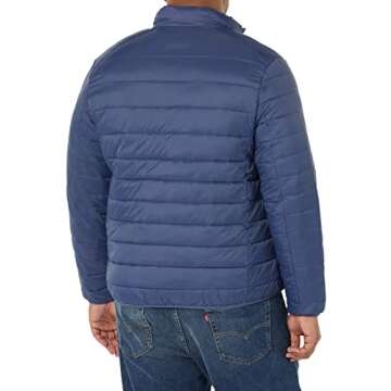 Amazon Essentials Men's Packable Lightweight Water-Resistant Puffer Jacket (Available in Big & Tall), Indigo, XX-Large