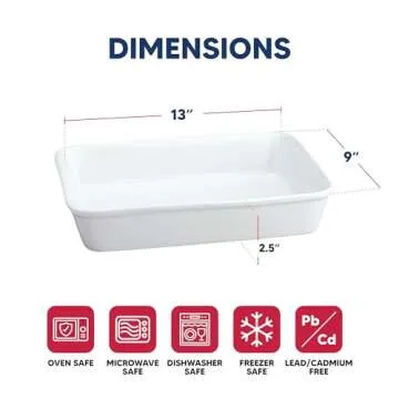 HIC Rectangular Baking Dish for Lasagna and Roasting