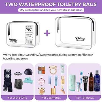 YAMIU Packing Cubes for Suitcases, 7 Pcs luggage organizer bags with Shoe Bag, 2 Waterproof Travel Toiletry Bags, Travel Cubes for Travel Essentials Travel Accessories