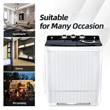 HABUTWAY Portable Washing Machine 26Lbs Capacity Washer&Dryer Combo Twin Tub Laundry 2 In 1 Washer(18Lbs) & Spinner(8Lbs) with Built-in Gravity Drain Pump,for Apartment,Dorms,RV Camping (black+white)