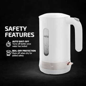 OVENTE Electric Kettle Hot Water Heater 1.8 Liter - BPA Free Fast Boiling Cordless Water Warmer - Auto Shut Off Instant Water Boiler for Coffee & Tea Pot -White KP413W