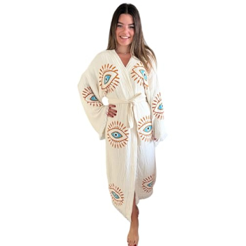 Handmade Evil Eye Kimono Women Beach Cover Up Festival