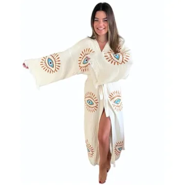 Handmade Evil Eye Kimono Women Beach Cover Up Festival
